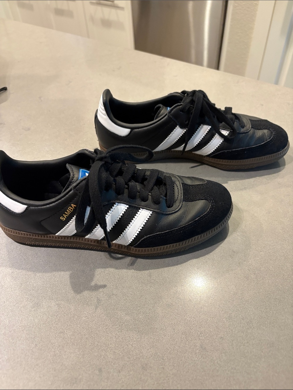 adidas Samba Black with White Stripes and Gum Sole Accent